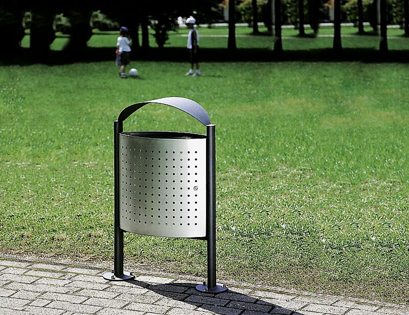 abfallbehaelter-eliseo__shoKAT0013149 Abfallbehälter ELISEO, Behälter aus Edelstahl, Rahmen und Schutzdach aus Stahl in RAL 7016 anthrazitgrau