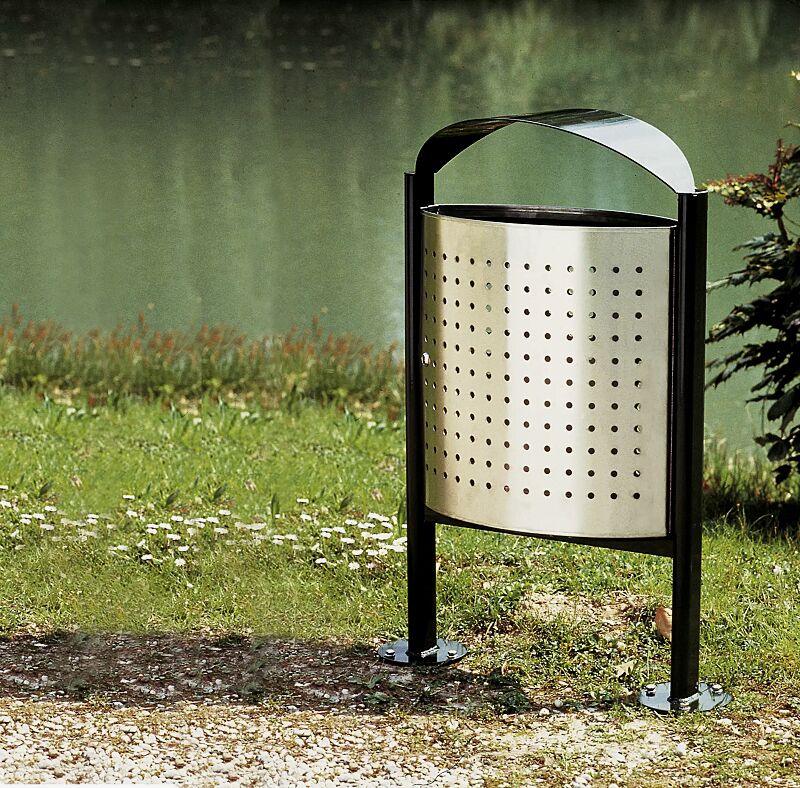 abfallbehaelter-eliseo__shoKAT0013152 Abfallbehälter ELISEO, Behälter aus Edelstahl, Rahmen und Schutzdach aus Stahl in RAL 9005 tiefschwarz