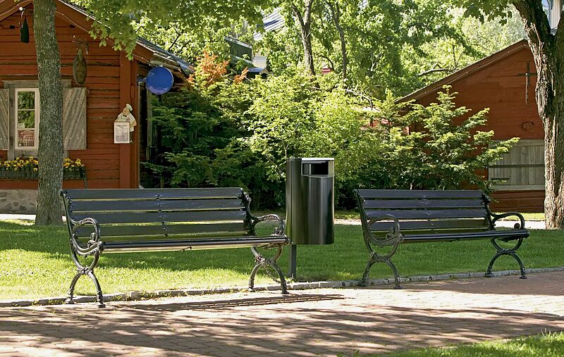 abfallbehaelter-finbin-city__shoKAT0069992 Abfallbehälter FINBIN CITY aus Stahl, 51 Liter, ohne Ascher, Rohrpfosten inkl. angeschweißten Befestigungsplatten, zum Einbetonieren (Zubehör), in RAL 7024 graphitgrau