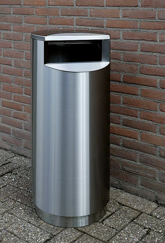 abfallbehaelter-finbin-city__shoKAT0069996 Standbehälter FINBIN CITY aus Edelstahl, 60 Liter, ohne Ascher, zum Aufdübeln mittels Edelstahlsockel