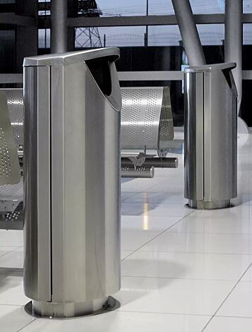 Abfallbehälter FINBIN ELLIPSE 100, 56 Liter,  zum Aufdübeln, aus Edelstahl