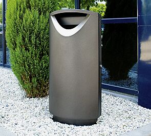 Abfallbehälter FINBIN ELLIPSE 100, 56 Liter, zum Aufdübeln, Stahlteile in DB 703 eisenglimmer