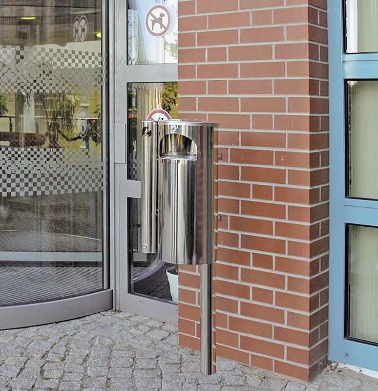 Abfallbehälter FINTWIN, 30 Liter, mit Ascher, mit Pfosten zum Einbetonieren (Zubehör)