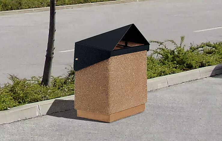 <div id=""container"" class=""container"">Abfallbehälter GARDA - A, Beton mit transparenter Beschichtung in terracotta - 5/A, Schutzdach in RAL 9005 tiefschwarz</div>