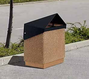 <div id=""container"" class=""container"">Abfallbehälter GARDA - A, Beton mit transparenter Beschichtung in terracotta - 5/A, Schutzdach in RAL 9005 tiefschwarz</div>