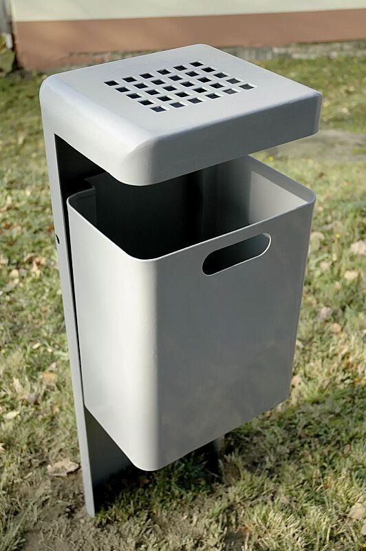 abfallbehaelter-halifax__shoKAT0000577 Abfallbehälter HALIFAX, 43 Liter, mit Ascher, zum Einbetonieren, feuerverzinkt