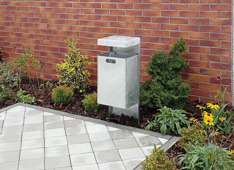 abfallbehaelter-halifax__shoKAT0013065 Abfallbehälter HALIFAX, 43 Liter, mit Ascher, zum Einbetonieren, feuerverzinkt