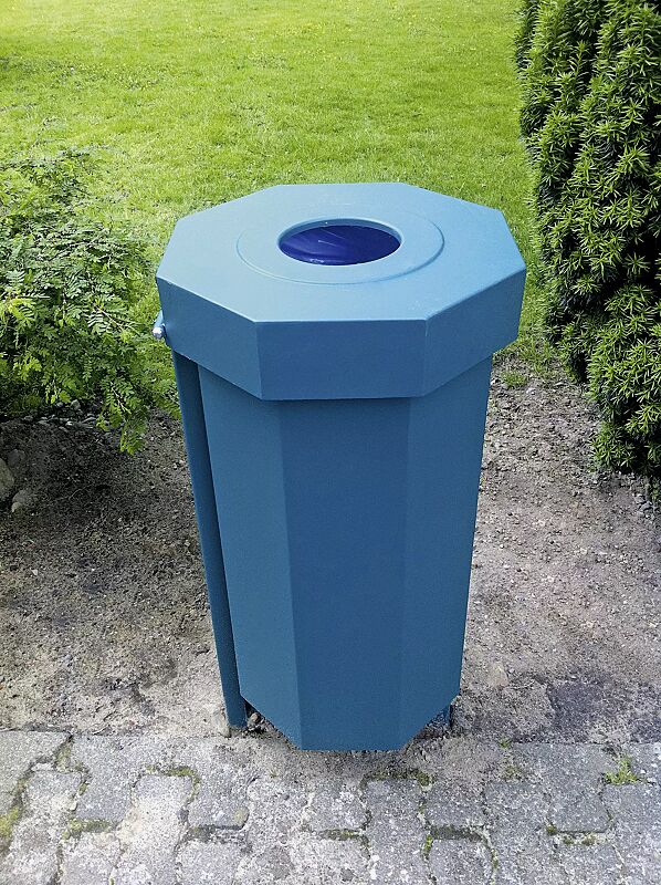 abfallbehaelter-hamburg__shoKAT0031237 Abfallbehälter HAMBURG, aus Stahl- mit Ungeziefer-Bekämpfungs-Einrichtung, in RAL 5015 himmelblau