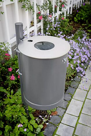 Abfallbehälter KÖLN, 50 Liter, mit Ascher, Vollblech, zur Wandbefestigung, in DB 703 eisenglimmer