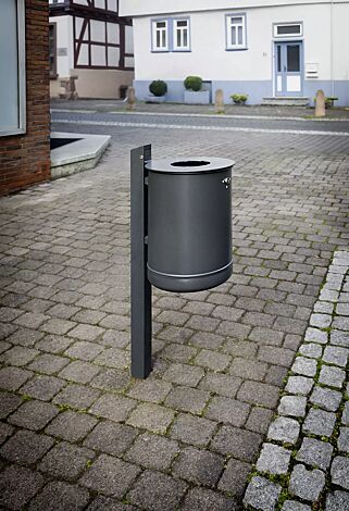 Abfallbehälter KÖLN, ohne Ascher, 35 Liter, Volblech, zum Einbetonieren, in DB 703 eisenglimmer