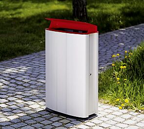 <div id="container" class="container">Abfallbehälter MAXIMINIUM, Stahlteile in RAL 3003 rubinrot und RAL 7016 anthrazitgrau</div>