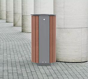 <div id=""container"" class=""container"">Abfallbehälter MIANE mit Ascher, mit Hartholzbelattung, Stahlteile in RAL 9007 graualuminium</div>