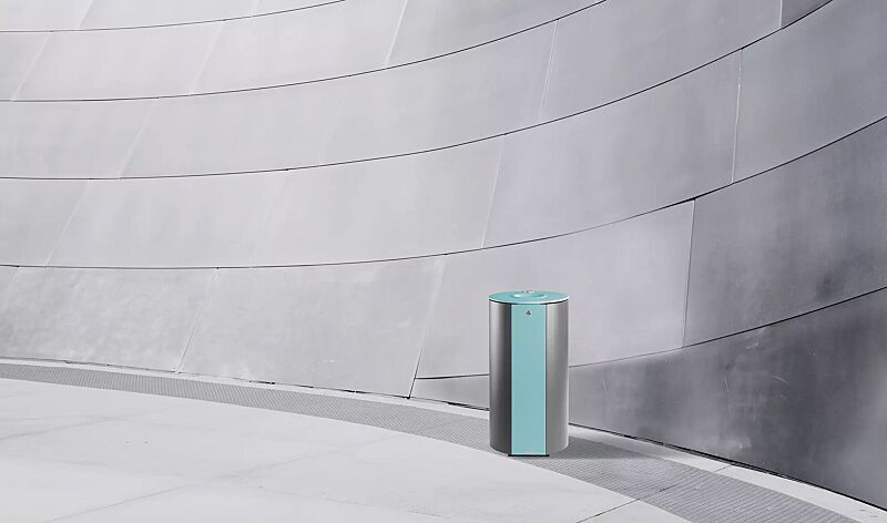 abfallbehaelter-miane__shoKAT0061562 Abfallbehälter MIANE mit Ascher, Stahlteile in RAL 6027 lichtgrün und RAL 9007 graualuminium