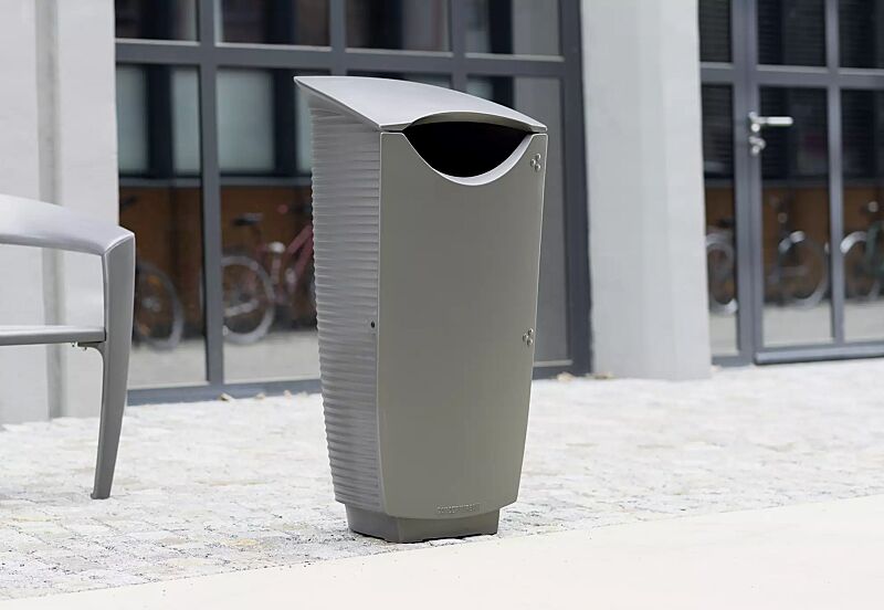 Abfallbehälter NASTRA, Aluminiumguss in DB 701 eisenglimmer