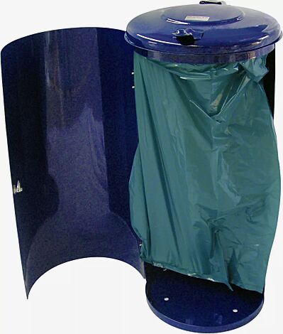 Abfallbehälter NEWPORT, 110 Liter, in RAL 6005 moosgrün, inkl. Pfosten zum Einbetonieren