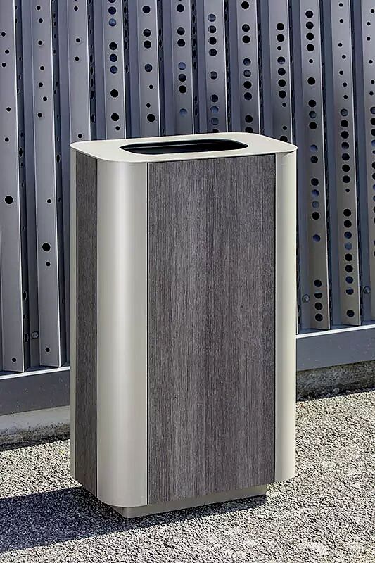 abfallbehaelter-paosa__shoKAT0066233 Abfallbehälter PAOSA, Stahlteile in DB 701 eisenglimmer, Korpus aus grauem Zedernholz
