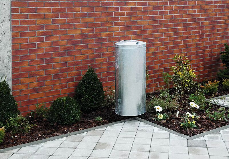Abfallbehälter SOMERSET, feuerverzinkt, mit Pfosten zum Einbetonieren (Zubehör)