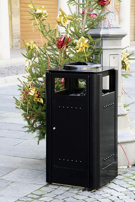 abfallbehaelter-square__shoKAT0036876 Abfallbehälter SQUARE, Korpus aus Stahl, mit Schutzdach und Ascher