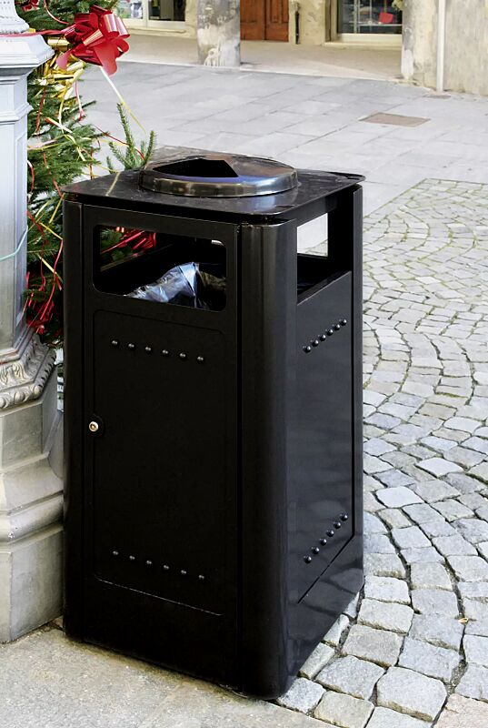 abfallbehaelter-square__shoKAT0036878 Abfallbehälter SQUARE, Korpus aus Stahl, mit Schutzdach und Ascher