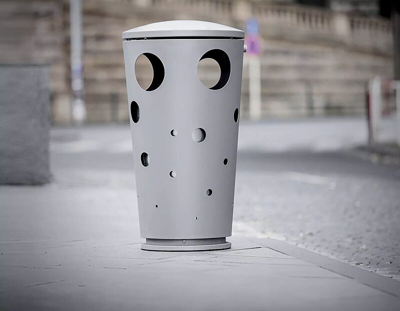 Abfallbehälter SWISSBIN zum freien Aufstellen, in RAL 9006 weißaluminium