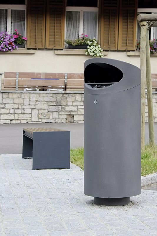 abfallbehaelter-toluca__shoKAT0029766 Abfallbehälter TOLUCA, 100 Liter, mit Ascher, zum Aufdübeln, in DB 702 eisenglimmer