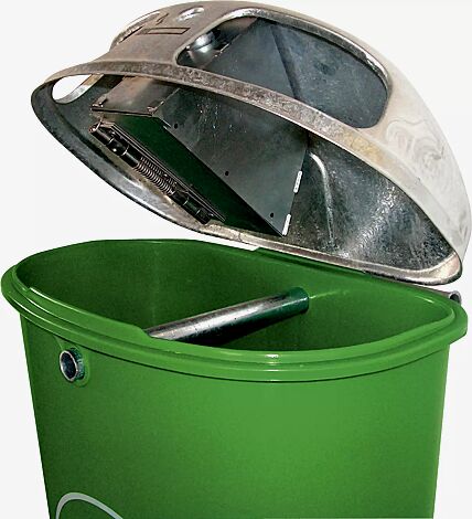 Abfallbehälter TORBAY, mit Ascher, Behälter in smaragdgrün ähnlich RAL 6001