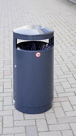 Abfallbehälter UTENA ohne Ascher und Abfallsackhaltering, in RAL 7016 anthrazitgrau