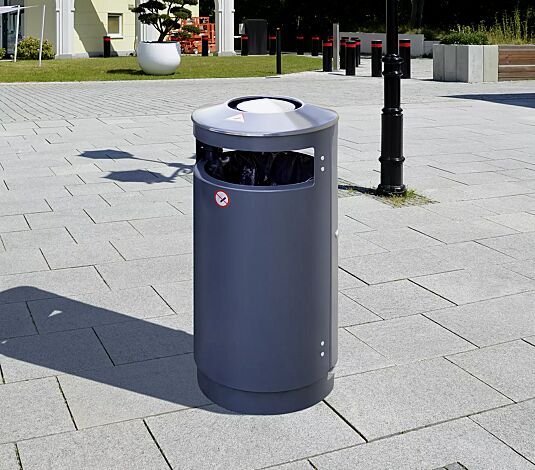 <div id="container" class="container">Abfallbehälter UTENA mit Ascher und Abfallsackhaltering, in RAL 7016 anthrazitgrau</div>