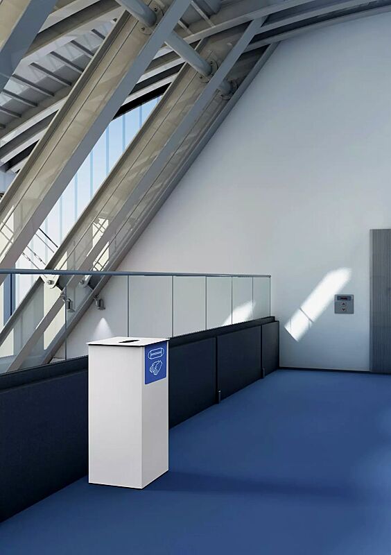 abfallbehaelter-vespucci__shoKAT0063099 Abfallbehälter VESPUCCI mit Aufkleber in RAL 5010 enzianblau