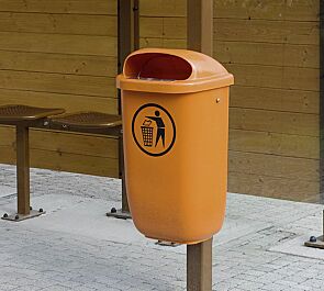 <div id="container" class="container">Abfallbehälter YORK, in gelborange ähnlich RAL 2000</div>