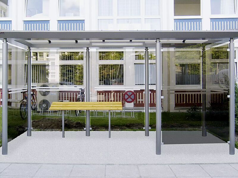 Anlehnbank SMOKY, Lehne mit Sapeliholzbelattung, pulverbeschichtet in DB 703 eisenglimmer