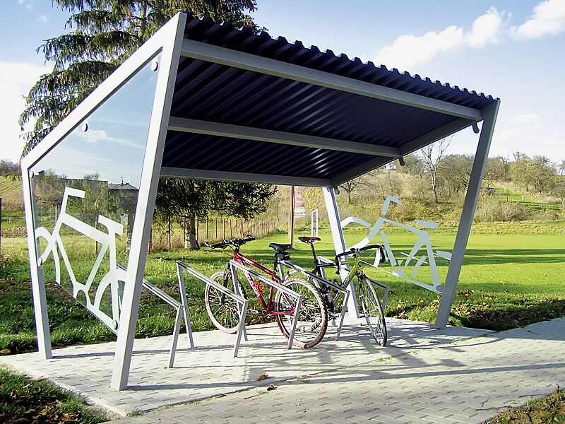 anlehnbuegel-edgetyre__shoKAT0019269 Anlehnbügel EDGETYRE, Breite 965 mm, in RAL 9006 weißaluminium