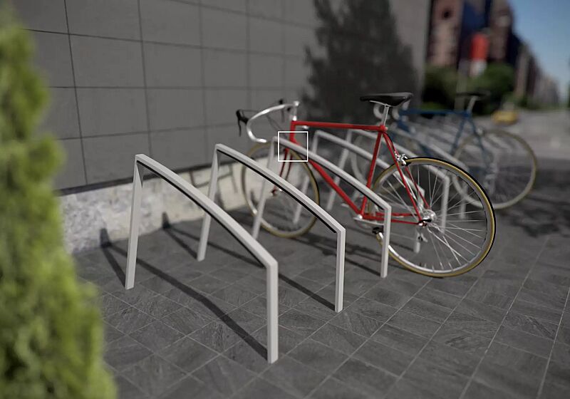 anlehnbuegel-edgetyre__shoKAT0025783 Anlehnbügel EDGETYRE, Breite 1035 mm, in RAL 9006 weißaluminium