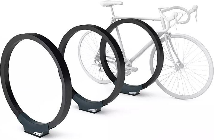 Anlehnbügel GOMEZ, Aluminiumfußabdeckung in RAL 9005 tiefschwarz