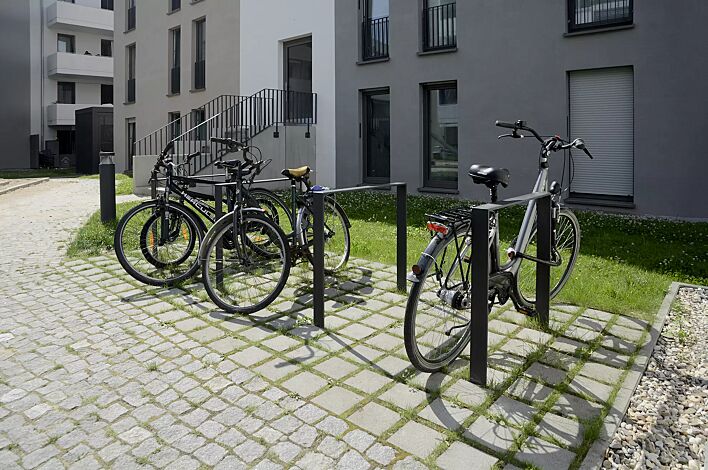 Anlehnbügel UTAH ohne Quersteg, zum Einbetonieren, in RAL 7016 anthrazitgrau