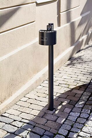 Halbrundascher KERRY ohne Schutzdach, zur Pfostenbefestigung, in RAL 7016 anthrazitgrau
