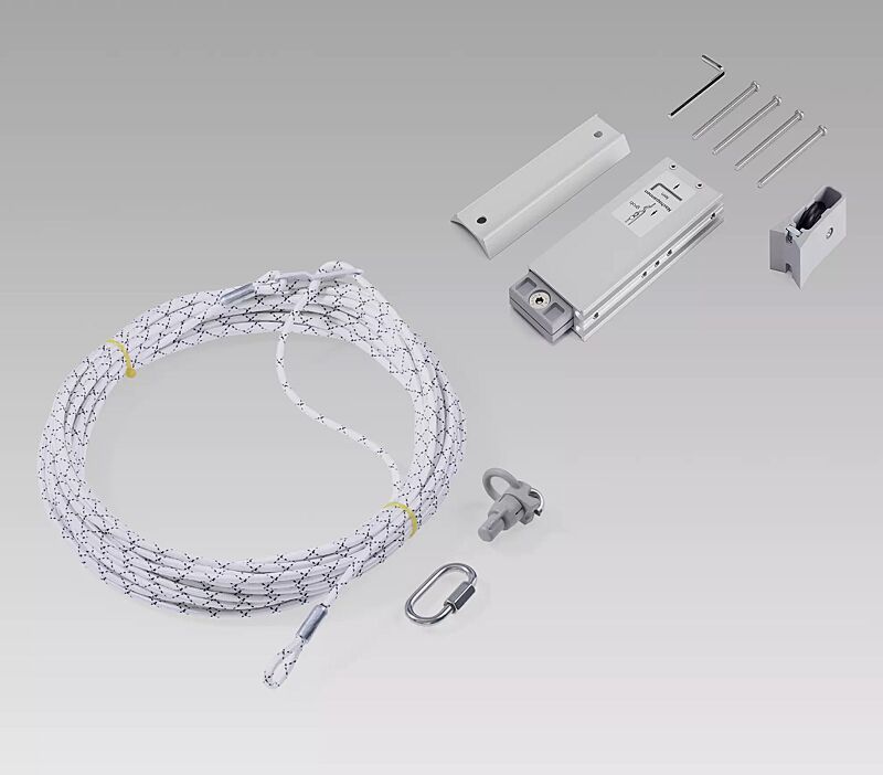 Außenliegende Hissvorrichtung aus robustem, eloxierten Metallgehäuse, Hissseil inkl. Seilkupplung und Fahnenbefestigung