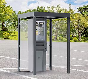 <div id="container" class="container">Automatenüberdachung GEMALA, Dachbreite x Dachtiefe 1600 mm x 1600 mm, Rück- / Seitenwände ESG, Klarglas, Stahlkonstruktion in RAL 7016 anthrazitgrau</div>