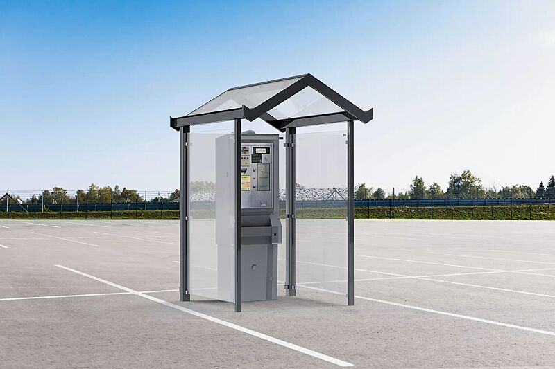 automatenueberdachung-tangenta__shoKAT0069345 Automatenüberdachung TANGENTA, Dachbreite x Dachtiefe 1700 mm x 2000 mm, Rück- und Seitenwände ESG, Klarglas, Stahlkonstruktion in RAL 7016 anthrazitgrau