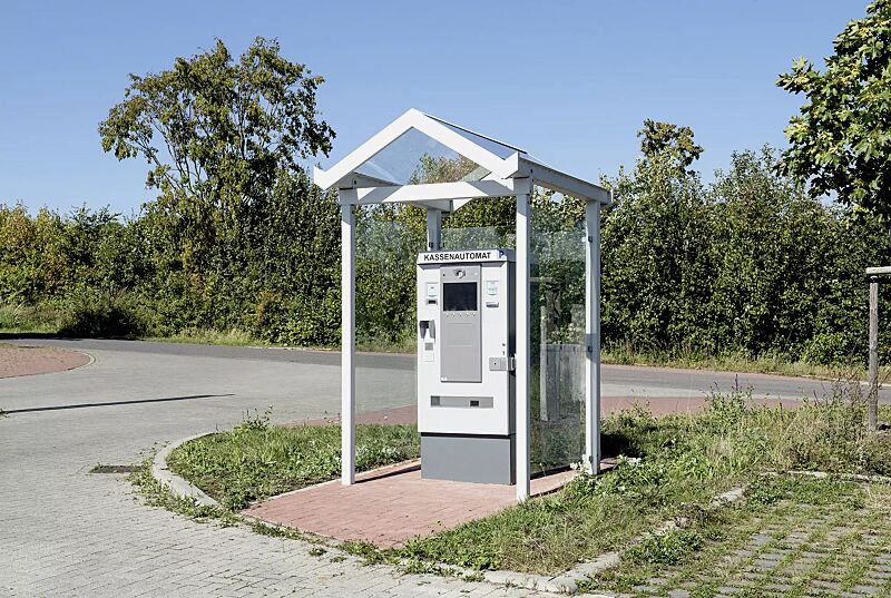 automatenueberdachung-tangenta__shoKAT0071309 Automaten-Überdachung TANGENTA, Dachbreite x Dachtiefe 1700 mm x 2000 mm, Rück- und Seitenwände ESG, Klarglas, Stahlkonstruktion in RAL 7035 lichtgrau