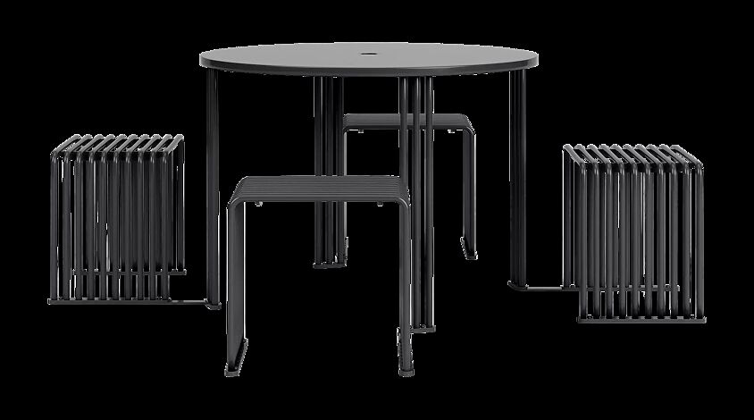 Bank-Tisch-Kombination ANZIO, 4-Sitzer, mit rundem Tisch, Standard-Ausführung, in eisenglimmergrau