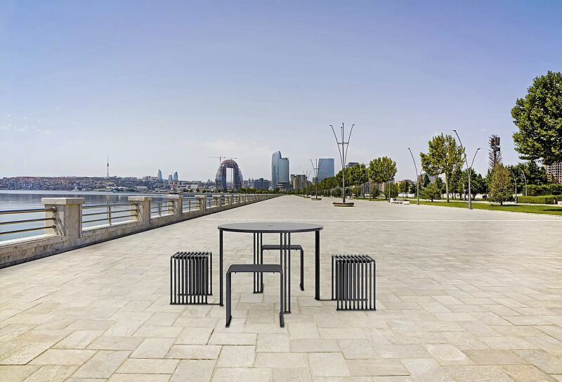 bank-tisch-kombination-anzio__shoKAT0072963 Bank-Tisch-Kombination ANZIO, 4-Sitzer, mit rundem Tisch, Standard-Ausführung, in eisenglimmergrau