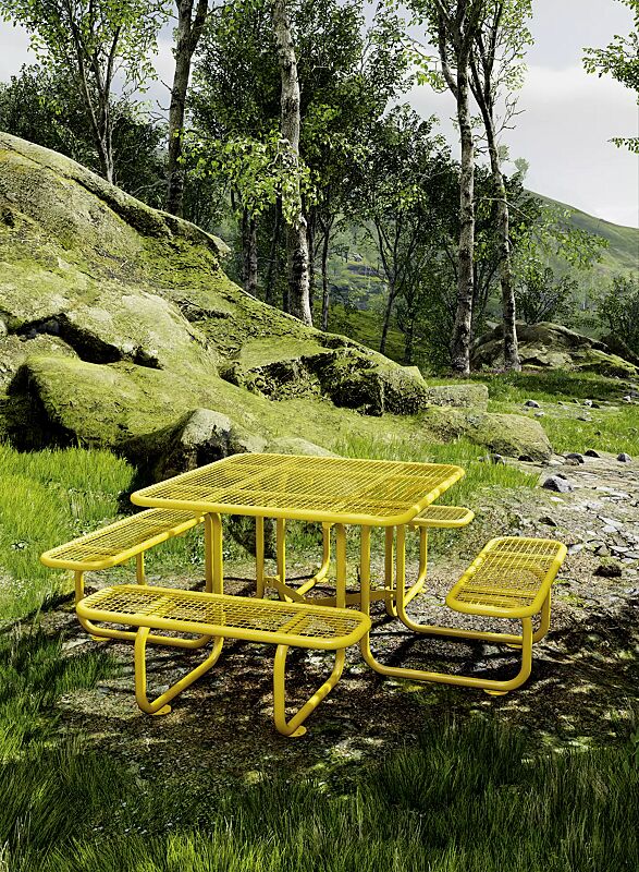 bank-tisch-kombination-grado__shoKAT0060850 Bank-Tisch-Kombination GRADO (für Erwachsene), in RAL 1018 zinkgelb