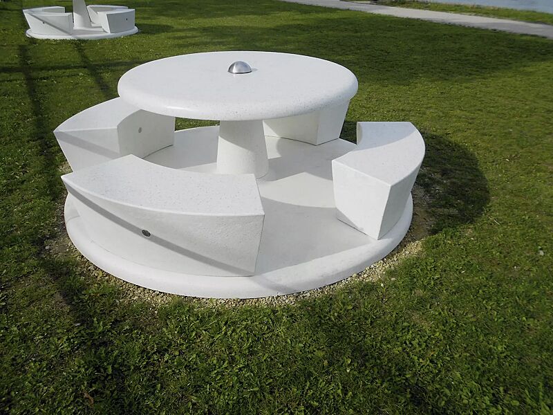 bank-tisch-kombination-icaro__shoKAT0056323 Bank-Tisch-Kombination ICARO aus Beton, in Granitoptik weiß