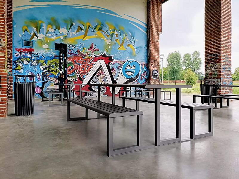 bank-tisch-kombination-mantua__shoKAT0068829 Bank-Tisch-Kombination MANTUA ohne Rückenlehne, in eisenglimmergrau