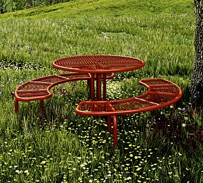 <div id="container" class="container"><div id="container" class="container">Bank-Tisch-Kombination PAVIA, rund, in RAL 2001 rotorange</div></div>