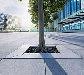 Baumschutzrost DIAGO aus Beton, in Granitoptik weiß