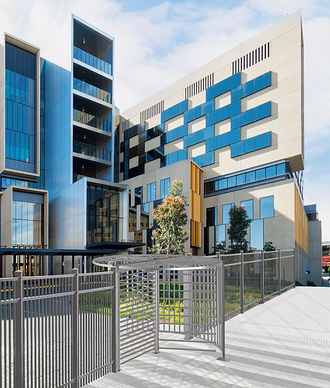 Behindertengerechtes Drehkreuz FESTOS, zum Aufdübeln, ohne Bodenrahmen, mit Übersteigschutz, feuerverzinkt