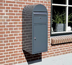 Brief- und Paketkasten BOBI CARGO zur Wandbefestigung, mit Edelstahleinwurfklappe, Stahlteile in RAL 7016 anthrazitgrau