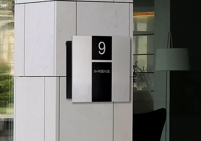 Briefkasten NIMES, Applikation 2-teilig, Tür aus Edelstahl